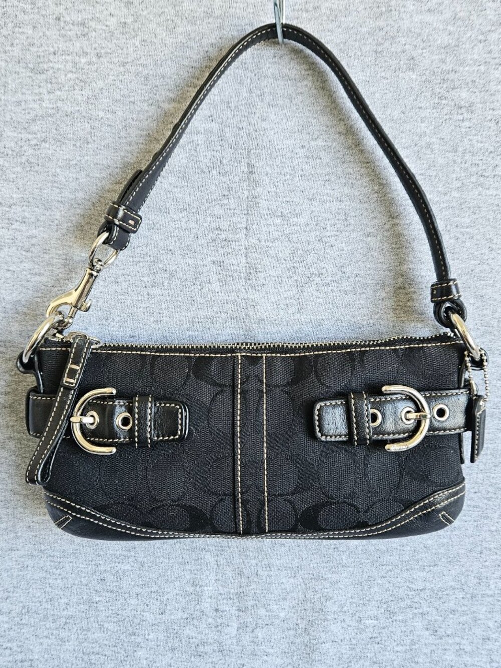 Coach Vintage Y2K Signature Leather Black Buckle Demi Shoulder Bag #5107